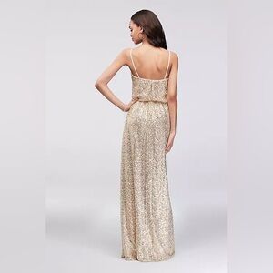 Davids Bridal Allover Sequin Blouson Dress/Gown